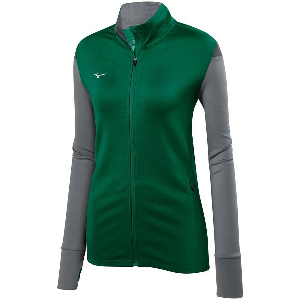 Casaco Mizuno Voleibol Horizon Full Zip - Mulher - Verdes/Cinzentas - YRDUS2630